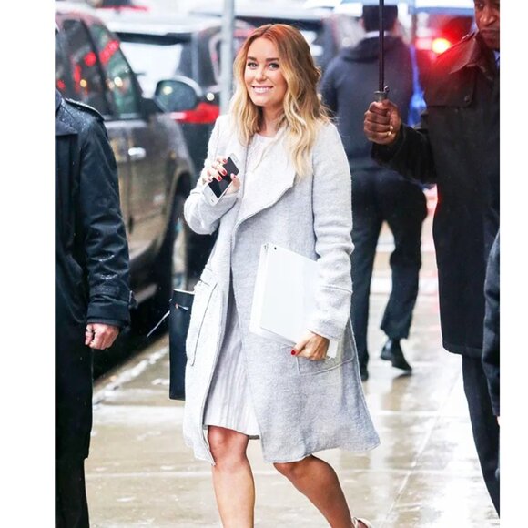 Zara Trafaluc Drape Waterfall Gray Wool Coat Lauren Conrad - Size M - Picture 2 of 10